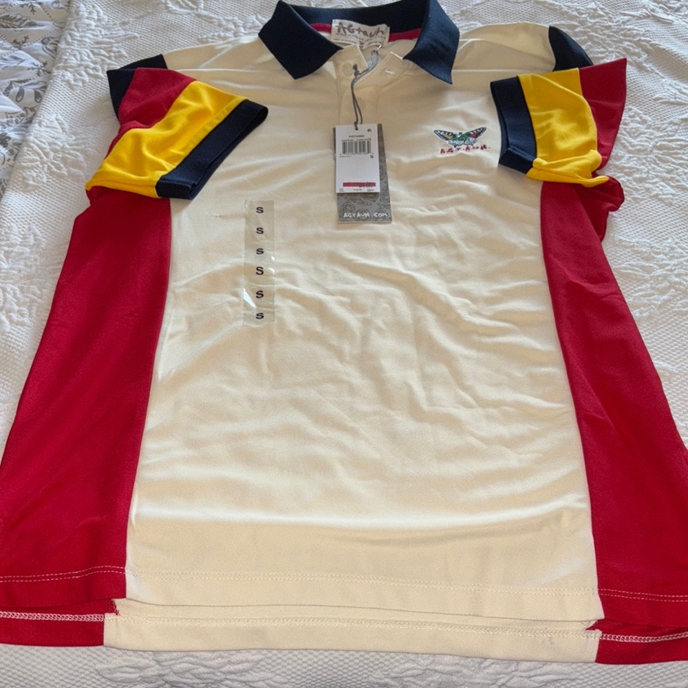AGTAWH Vibrant Red and Yellow Polo Shirt